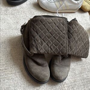 Quilted Brown Ankle Boots